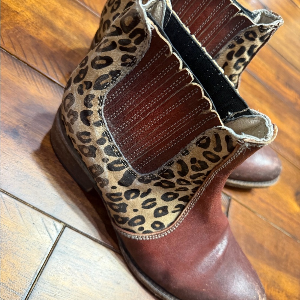 Freebird Leopard Print Brown Ankle Boots